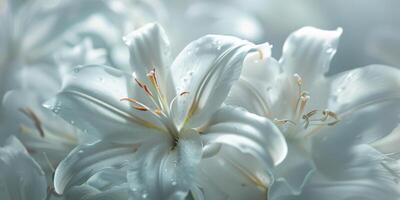 Pristine White Lilies with Dewdrops A Symbol of Purity photo