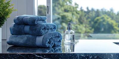 Spa Essence Plush Towels and Dispenser in a Relaxing Setting photo