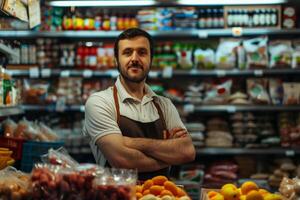 portrait if a retail worker at convenience store photo