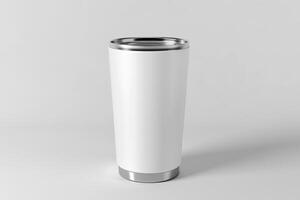 modern white tumbler on white background mockup concept photo