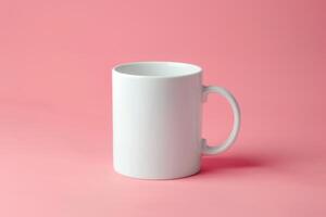 white mug mockup on a pink background copy space photo