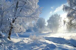 Breathtaking Snowy landscape environment during winter photo