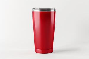 modern red tumbler on white background mockup concept photo