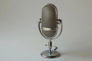 Microphone condenser with retro design on white background photo