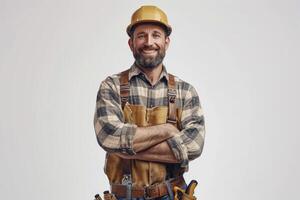 portrait a foreman or construction worker on white background photo