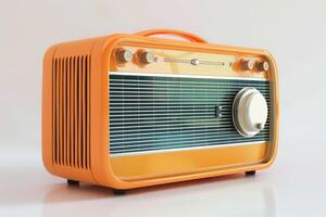 retro radio orange vintage radio 3d render photo