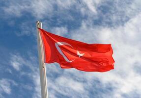 Turkey flag against the spring sky 5 photo