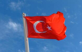 Turkey flag against the spring sky 15 photo