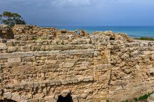 Ruins of ancient theater in town Salamis, Northern Cypruson in Salamis,Turkish Republic. 1 photo