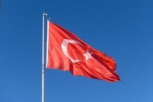 Turkish flag on a sunny winter day 4 photo