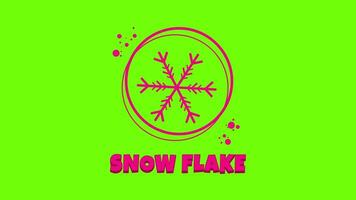 Seamless loop animation pink snowflakes on green screen background, 2d animated 4k video