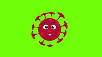 2d cartoon doodle virus health animation sticker on green screen background, medical icon 4k animated video