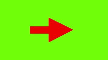 Red arrow sign, this way symbol, arrow pointing left to right side on green screen background 4K animated video