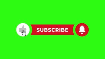 suscribir botón con notificación campana icono, verde pantalla video