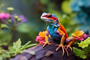 Common Green forest lizard chilling photo