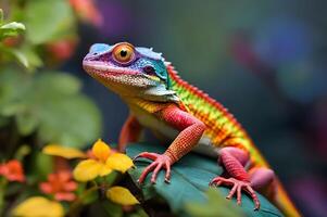 Common Green forest lizard chilling photo