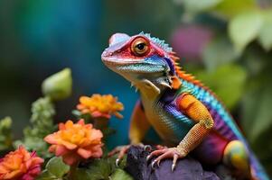 Common Green forest lizard chilling photo