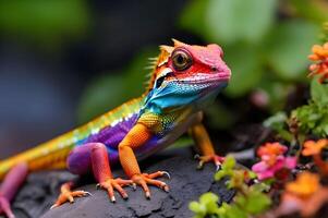 Common Green forest lizard chilling photo