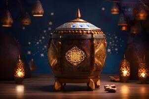 Ornamental Arabic lanterns with burning candles free images photo