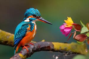 kingfisher fishing from branch photo