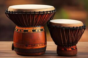African djembe isolated on white background photo