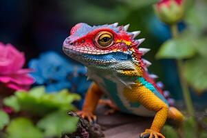 Common Green forest lizard chilling photo