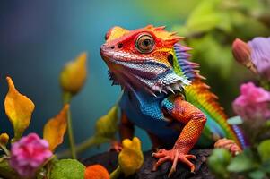 Common Green forest lizard chilling photo