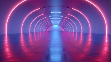 Illuminated Pathway. A Journey Through Neon Lights photo