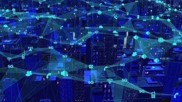 Tech città coperto dai segnali di rete 5G. video