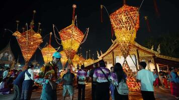 Flower parade tradition at Ban Saeng Pha, Na Haeo District, fun and colorful, Loei Province Thailand April 23, 2024 video