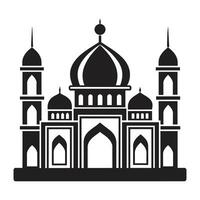Islamic Mosque Design illustration, Masjid Black color icon vector