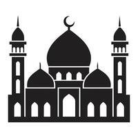 Islamic Mosque Design illustration, Masjid Black color icon vector