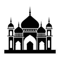 Islamic Mosque Design illustration, Masjid Black color icon vector