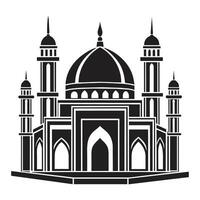 Islamic Mosque Design illustration, Masjid Black color icon vector