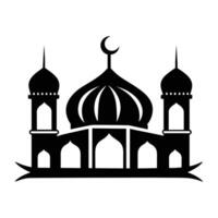 Islamic Mosque Design illustration, Masjid Black color icon vector