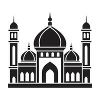 Islamic Mosque Design illustration, Masjid Black color icon vector