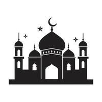 Islamic Mosque Design illustration, Masjid Black color icon vector