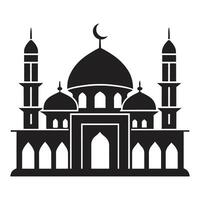 Islamic Mosque Design illustration, Masjid Black color icon vector