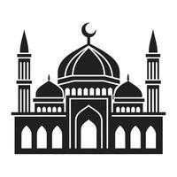 Islamic Mosque Design illustration, Masjid Black color icon vector