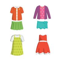 Set of kid's or girl casual clothes. editable , you can mix and match it vector