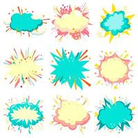 Set of empty speech bubbles. Cartoon colorful explosions. vector