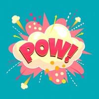 Pow - comic speech bubble, text sound effect. Colorful illustration of explosion in cartoon style. vector