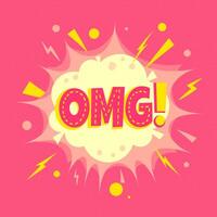 Omg - comic speech bubble, text sound effect. Colorful illustration of explosion in cartoon style. vector