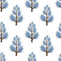 Cute seamless pattern with cartoon trees. Hand drawn illustration in a flat style. Doodle rustic landscape. vector