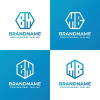 Letters BM and MB Hexagon Logo Set, suitable for business with MB or BM initials vector