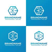 Letters BK and KB Hexagon Logo Set, suitable for business with KB or BK initials vector