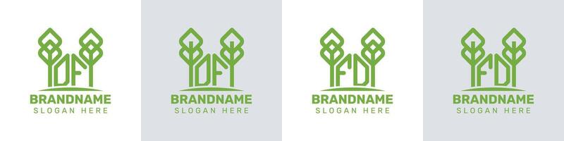 Letters DF and FD Greenhouse Logo, for business related to plant with FD or DF initials vector