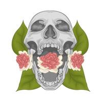 Illustration of skull and flower vector