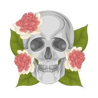 Illustration of skull and flower vector