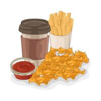 Illustration of tacos and French fries vector